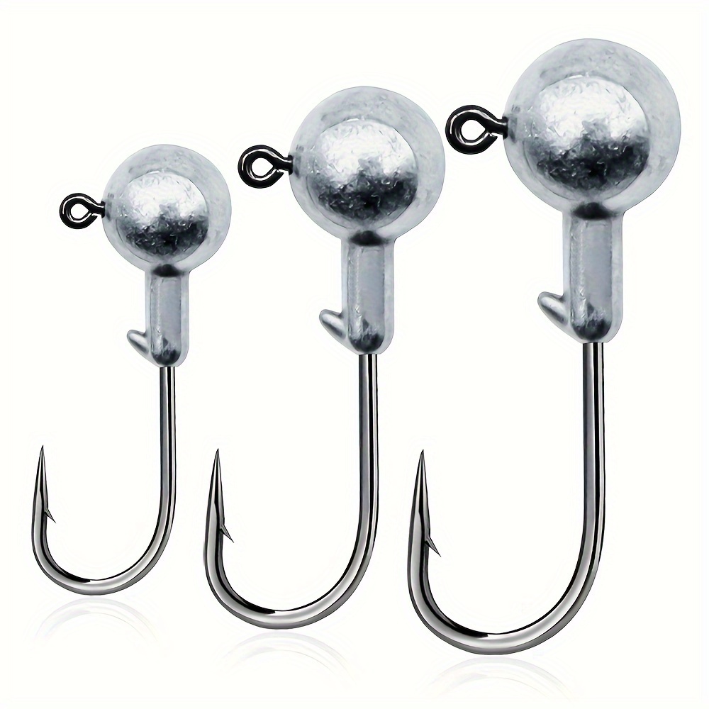 10Pcs Lead Head Hooks Portable Anti-corrosion Sharp Round Ball Head Jigs  Fishing Tackles for Saltwater