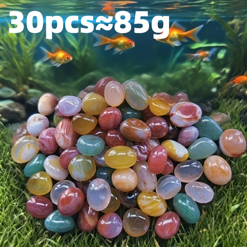 Image of 30pcs Natural Rain Flower Stone, Cherry Agate, Vibrant Decorative Stone, Perfect For Aquarium, Fish Tank And Vase Decoration, Earth- Stones, Ideal Gift For Rock Enthusiasts