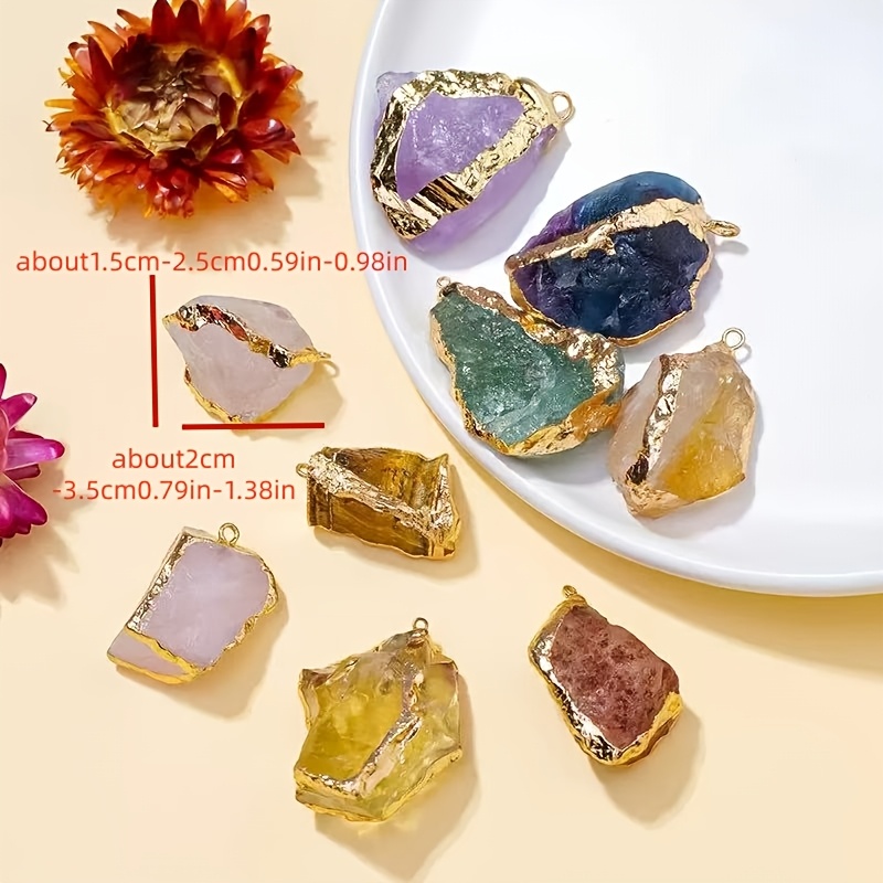 11pc Mixed Natural Rough Stone Pendant and Chain Set