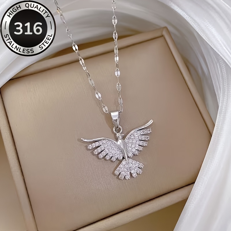 TEMU Collier pour femme Eagle Bird en acier inoxydable, adapté à toutes les