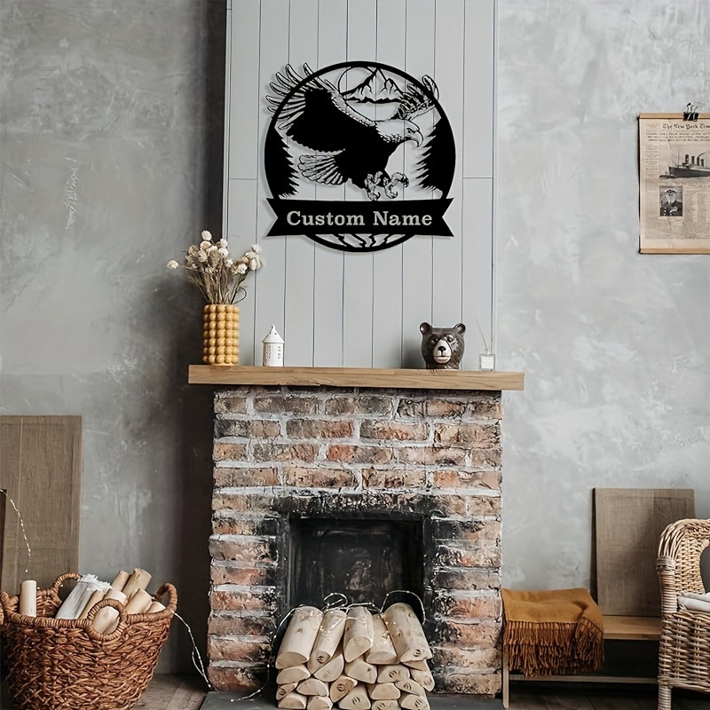 

Personalized Eagle Metal Wall Art - Modern Flying Bird Decor Sign For Home & Outdoor, Custom Monogram Gift