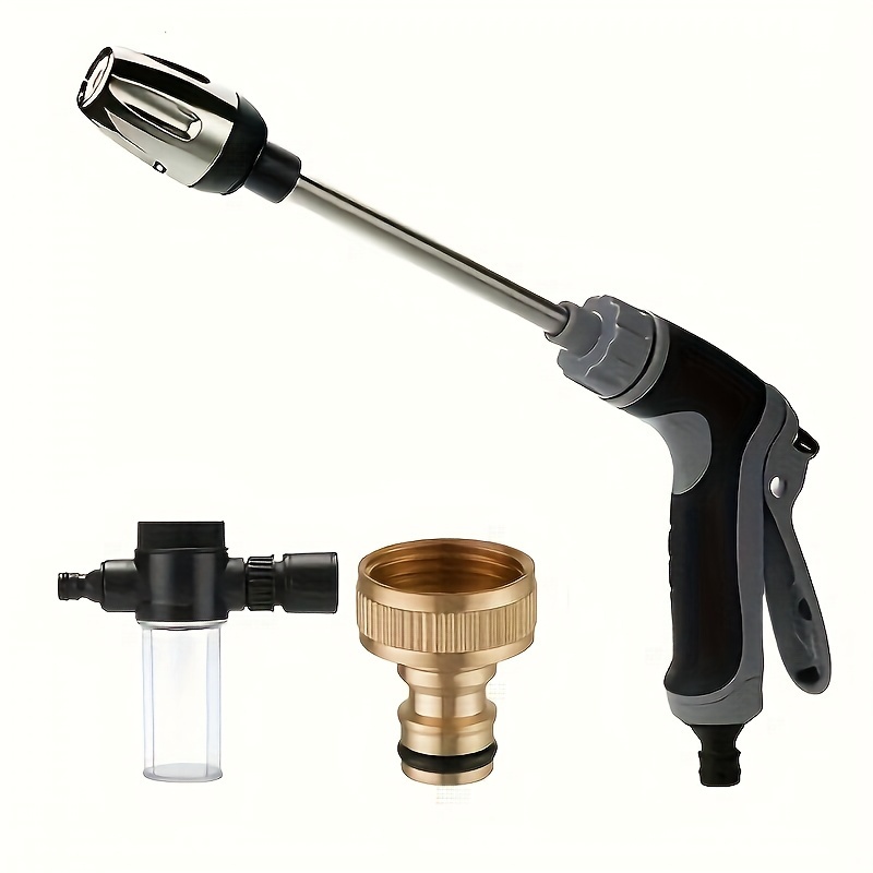 

High-pressure Car Wash Spray Gun With Garden Hose Nozzle - Portable Watering & Cleaning Tool, Pure Copper 3/4" American Standard Connector