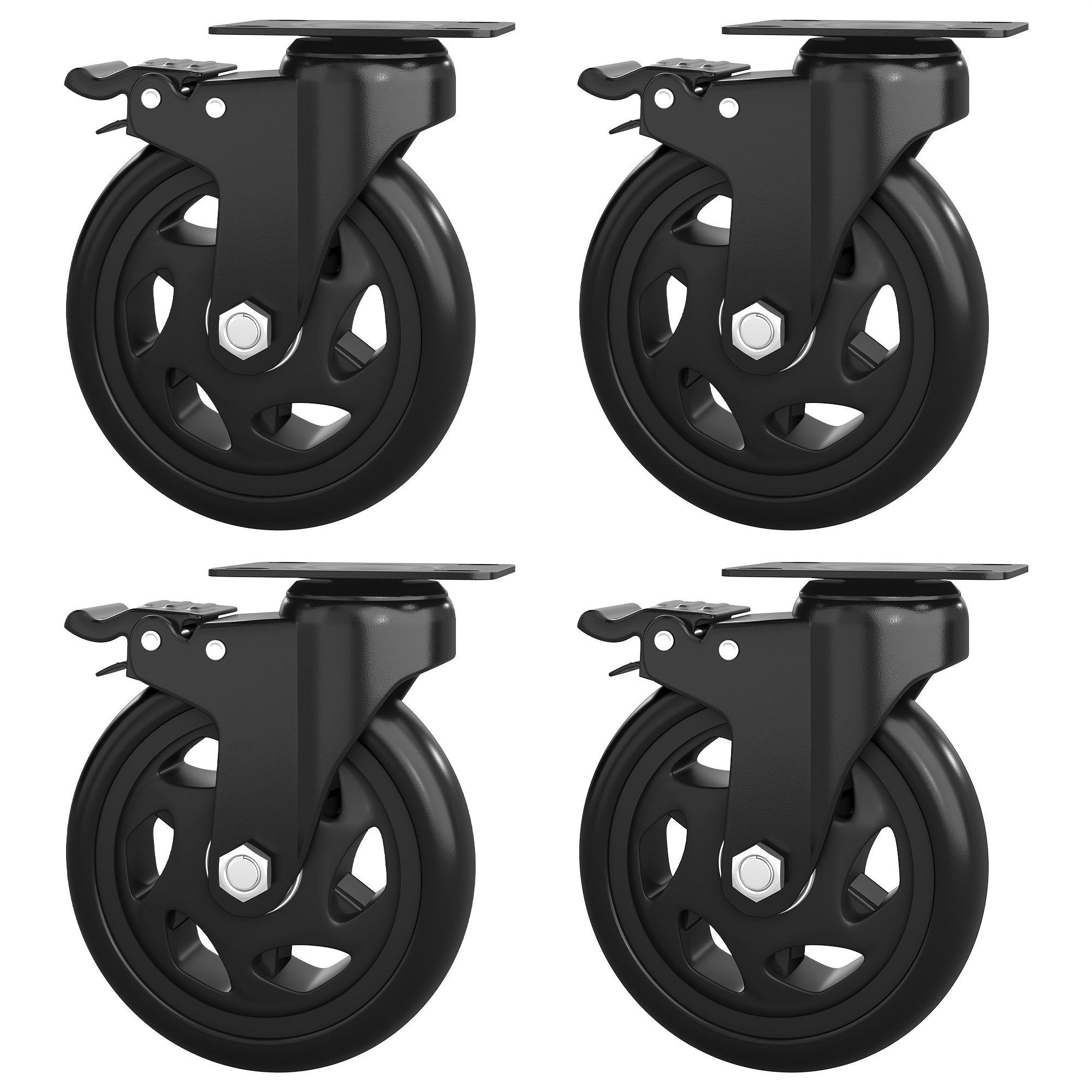Temu – TEMU 4pcs Heavy-duty 2/3/4/5-inch Swivel Casters With Brakes – Capacity, For Carts, Furniture Workbenches, 360Â° Rotation, Durable , , Swivel Casters,
