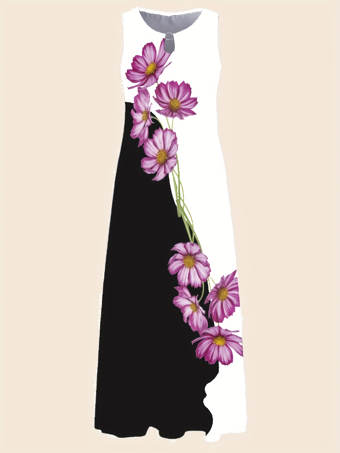 Vestido Largo Sin Mangas Con Estampado Floral, Elegante Para Primavera Y Verano, Ropa De Mujer