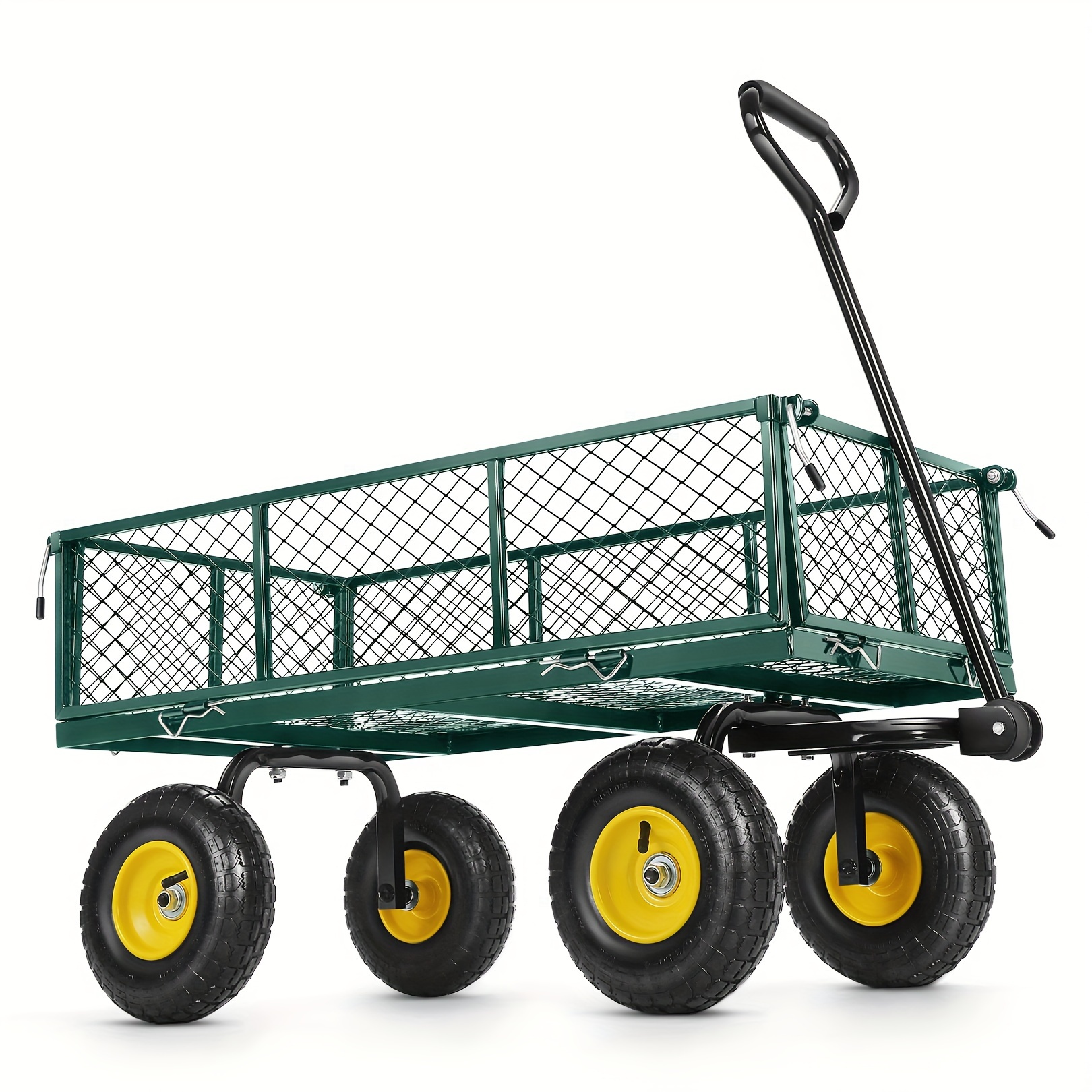 

Homdox Steel Garden Cart, Heavy Duty 680 Lbs Capacity, With Removable Mesh Sides, Utility Metal Wagon With 180° Rotating Handle And 10" Tires, For Garden, Farm, Yard