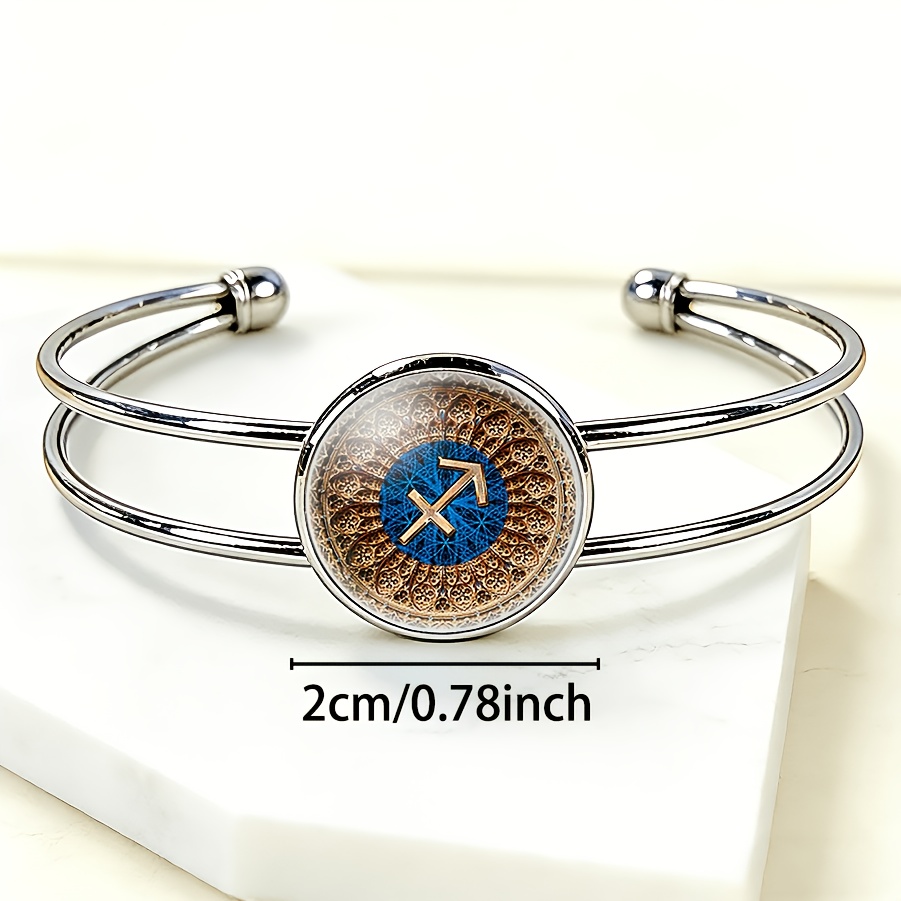 Adjustable Round Gemstone Inlay Bangle, Classic Versatile Style