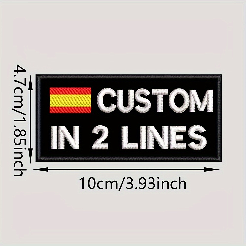 TEMU 1 Parche táctico bordado personalizado con , con 2 líneas de texto de personalizado, una /braçalete personalizado con adhesivo termofusible y