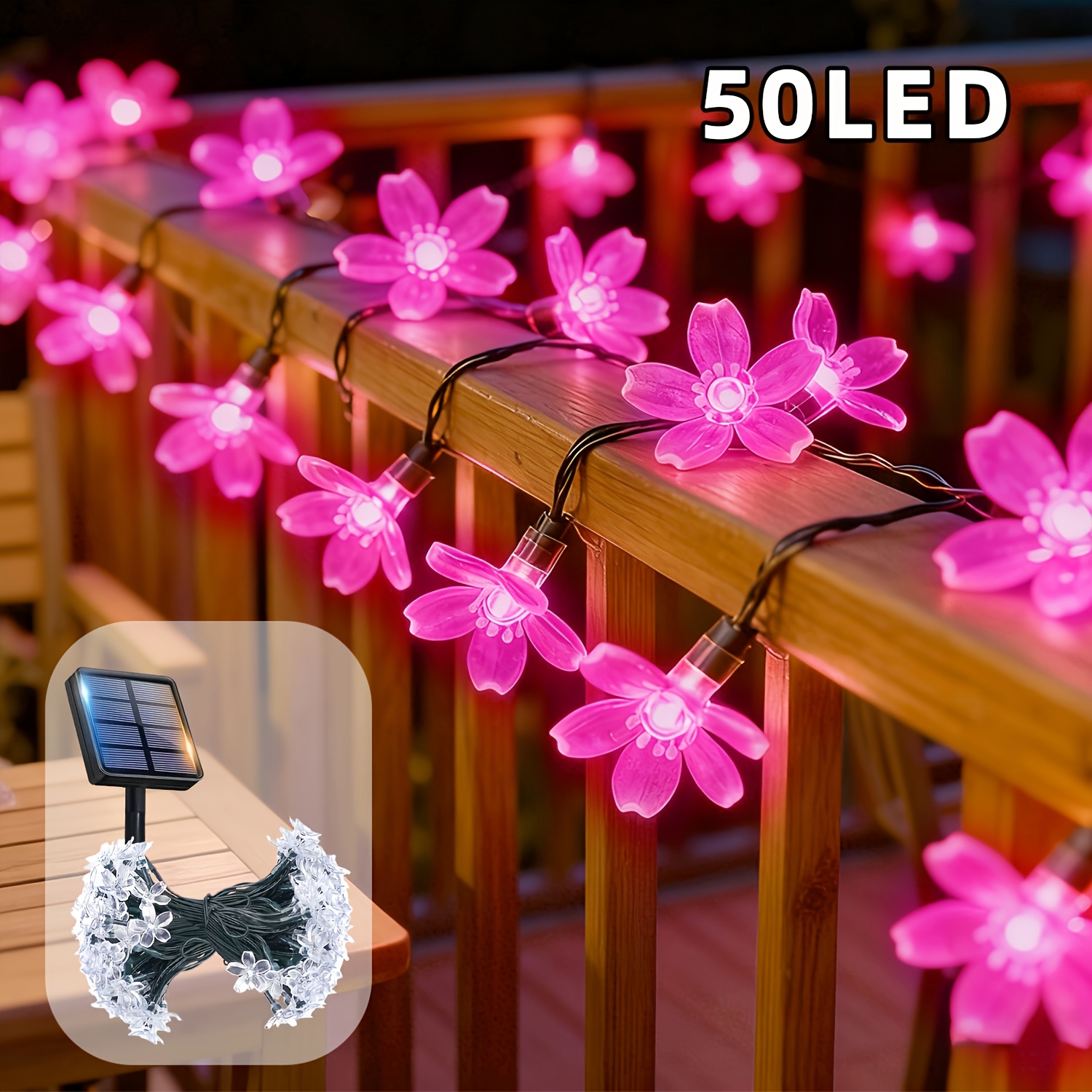 Solar Transparent Cherry Lights - /100 Led, Button Control Switches 12 , Sensing, Cherry Theme, Outdoor Garden Lights, Suitable For Outdoor Courtyards, Gardens, , , Shrubs