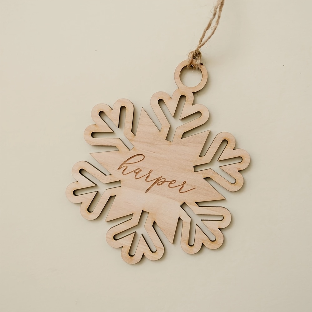 Image of 10pcs Personalized Christmas Snowflake Stocking Name Tags Custom Wood Xmas Gift Tags Wedding Party Cards Table Decor