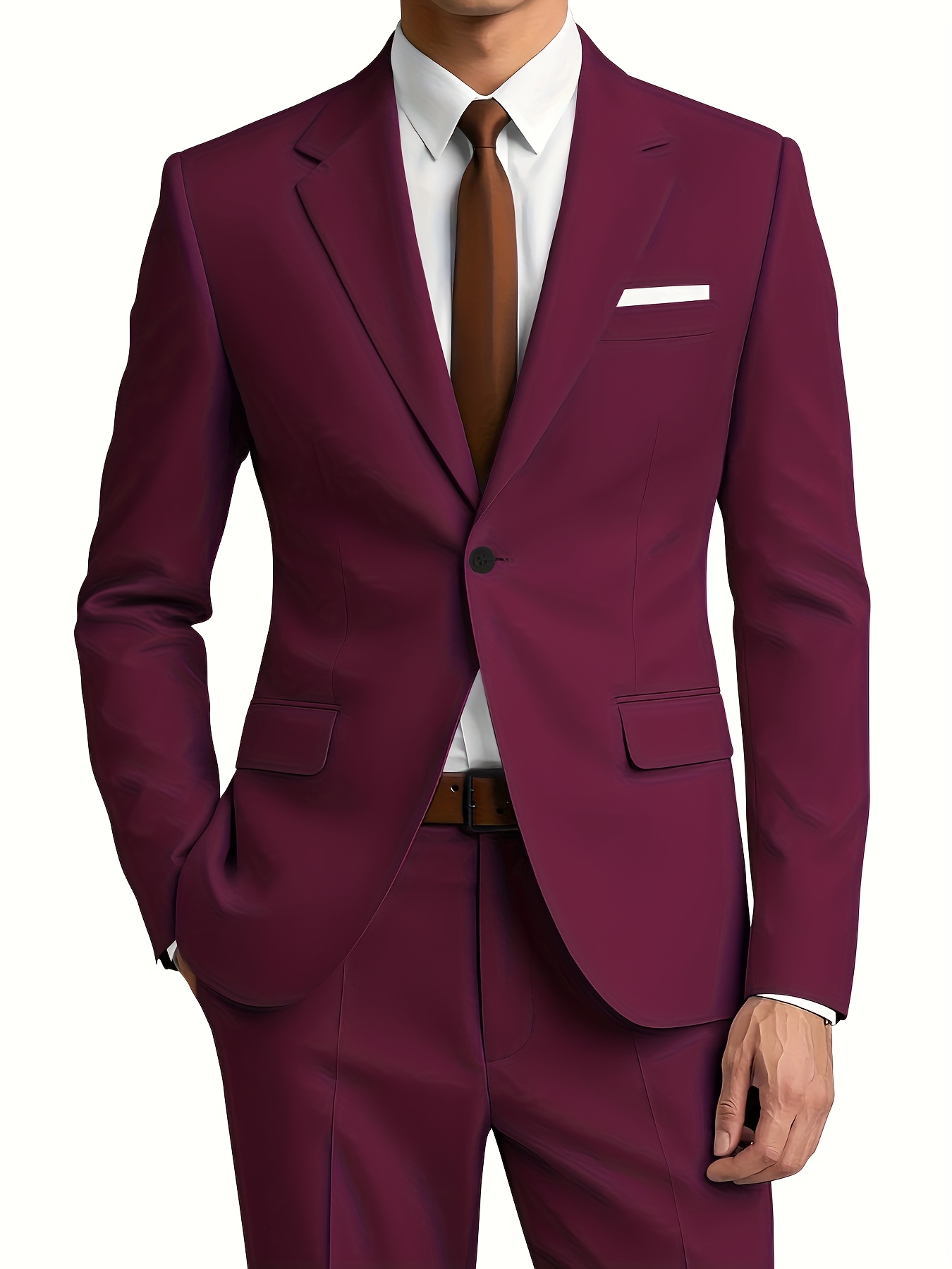 2pcs mens button solid color suit set jacket - Temu