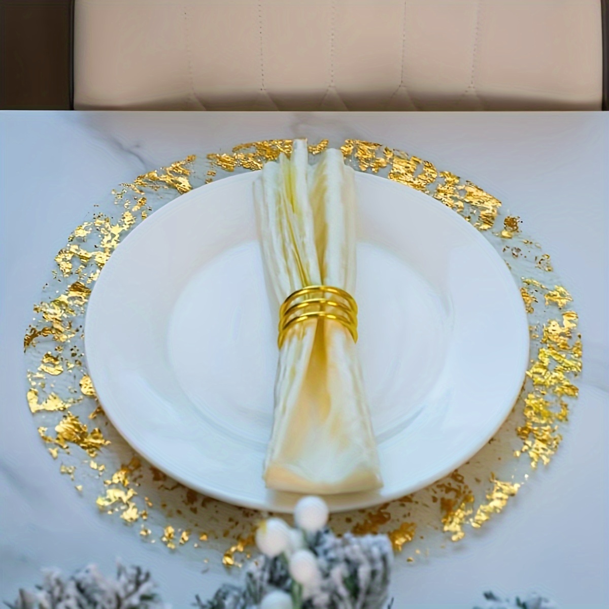 elegant golden disposable placemats set dining table Temu