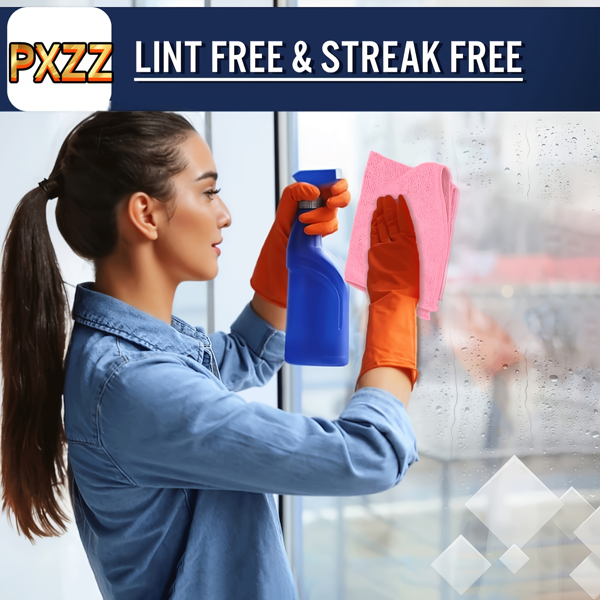 3pcs Pink Microfiber Cleaning Cloths, Lint-Free & Highly Absorbent