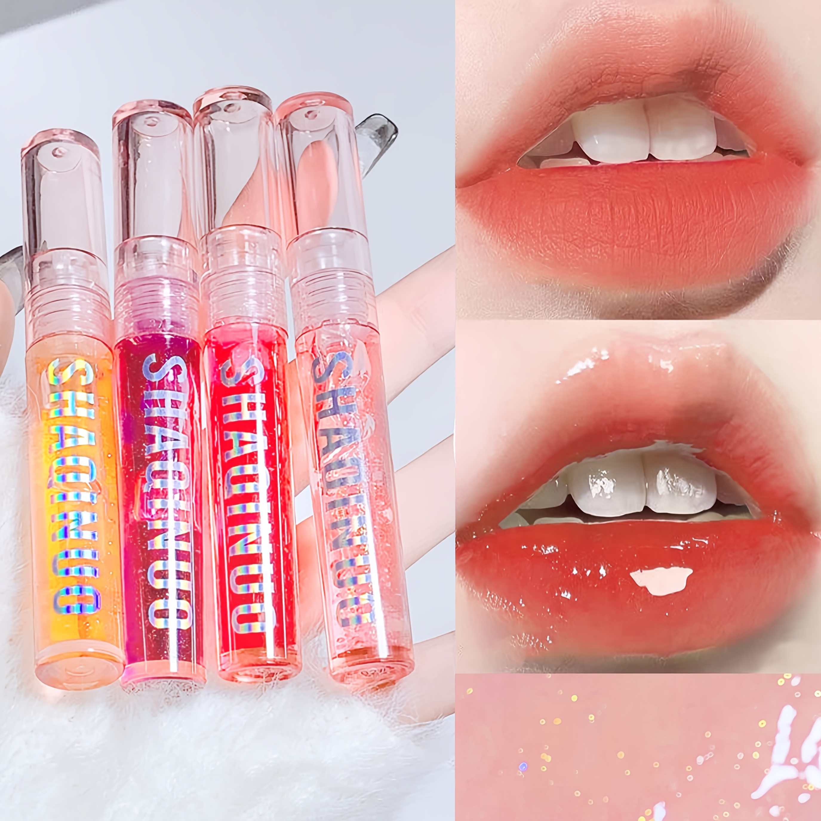 TEMU 4pcs Lip Gloss Set, Glossy Lip Gloss Moisturizes The Lips, Prevents And Lip Gloss, Improves The And Of The Lips, And The Lips Silky And Smooth.