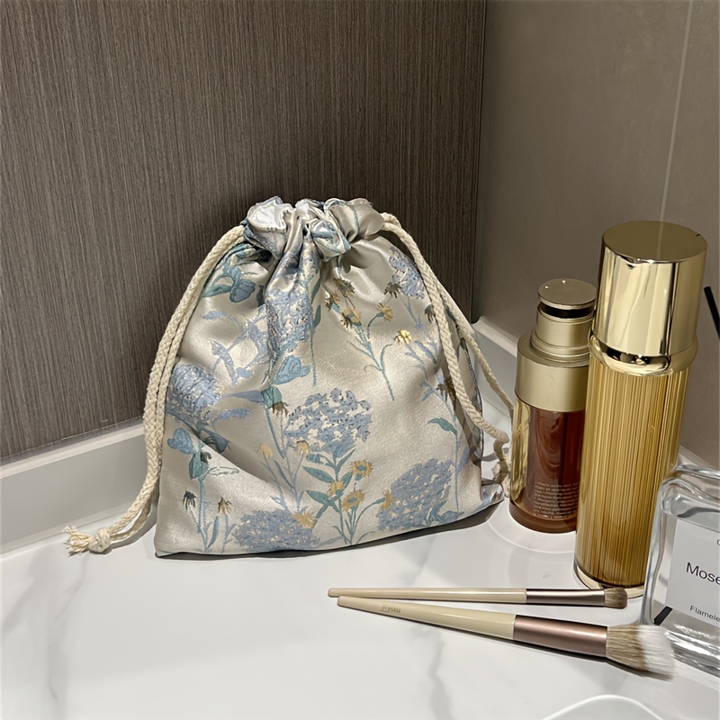 E-shop Kosmetiktasche mit Kordelzug und Blumenmuster, unverzichtbar für die Reise von Frauen, Organizer für Hautpflegeprodukte, Make-up-Tasche,