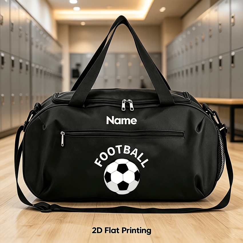 TEMU Sac de sport de football personnalisé avec nom/ de haute qualité - Sac de sport et de voyage de nuit personnalisé adapté cadeau d'entraînement,