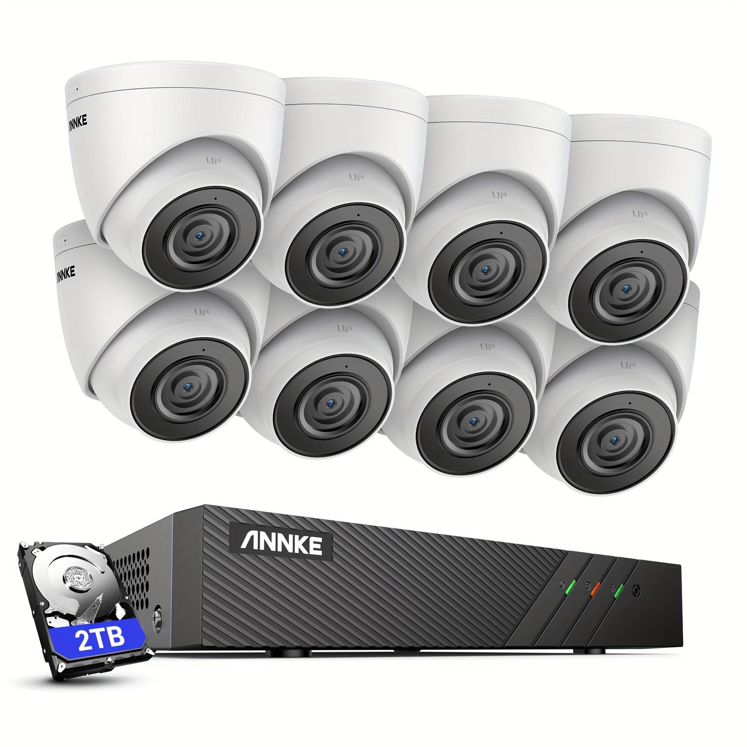 Image of Annke H.265+ 5mp Poe Surveillance Camera System Set, 3k 8ch Video Surveillance Nvr Recorder, 2tb Hard Drive With 8x 5mp Hd Ip Camera For Outdoor/ Indoor Use, Night Vision, Motion Detection