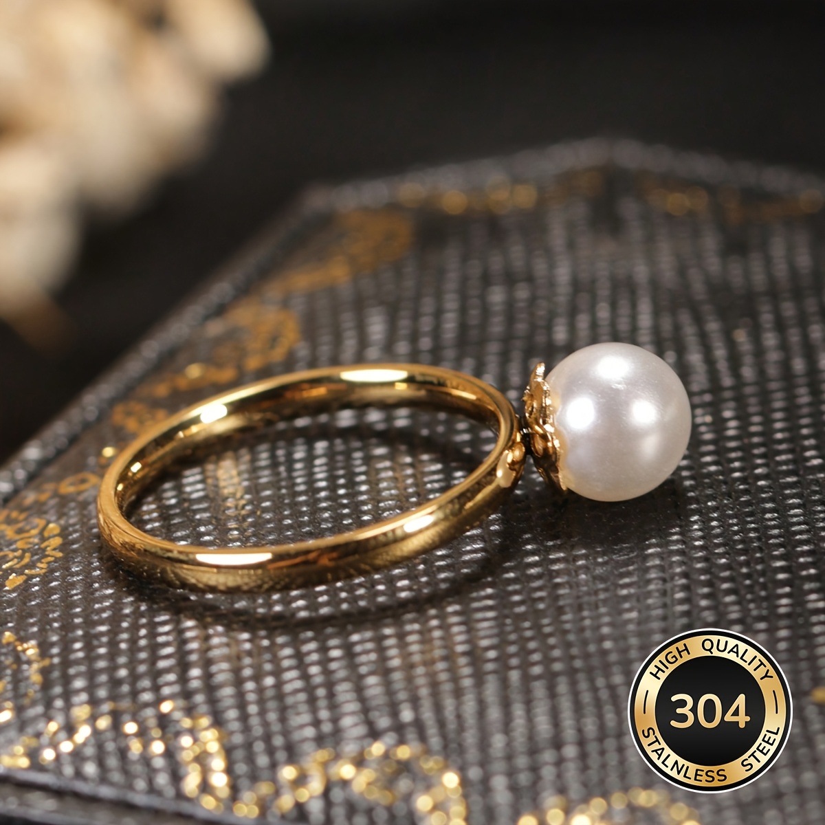 טבעת נירוסטה אלגנטית אחת מצופה זהב 18 קראט עם לא קריסטל נוצץ ואירועים מיוחדים, מיוחדים, חתיכות, לבוש יומיומי טבעת נישואין | טבעת נישואין עמידה, טבעות נישואין