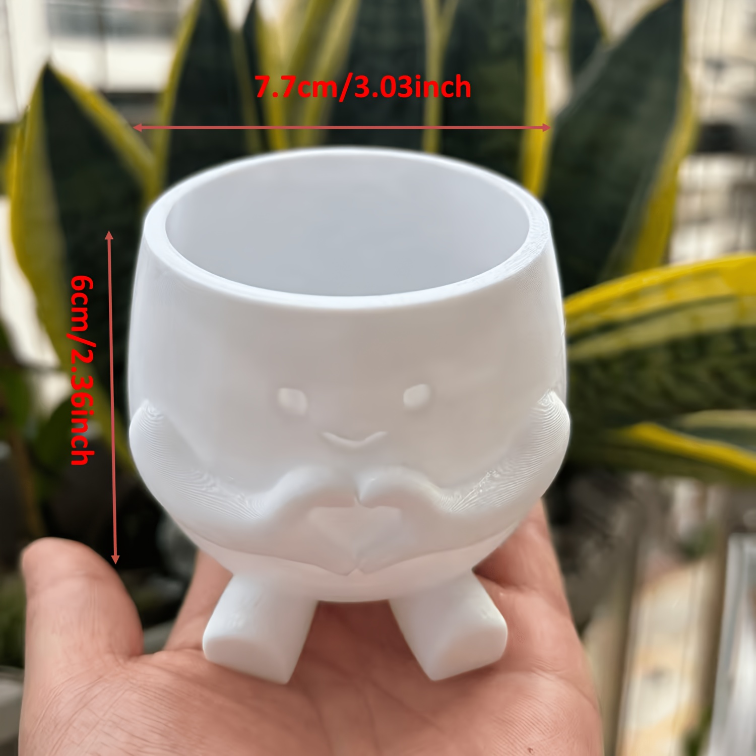 TEMU 1pc Heart-shaped Flower Pot, Cute Succulent Planter Container, Mini Flower Pot, Indoor/outdoor Desktop Home Decor Item, 3d Printed Mini Flower