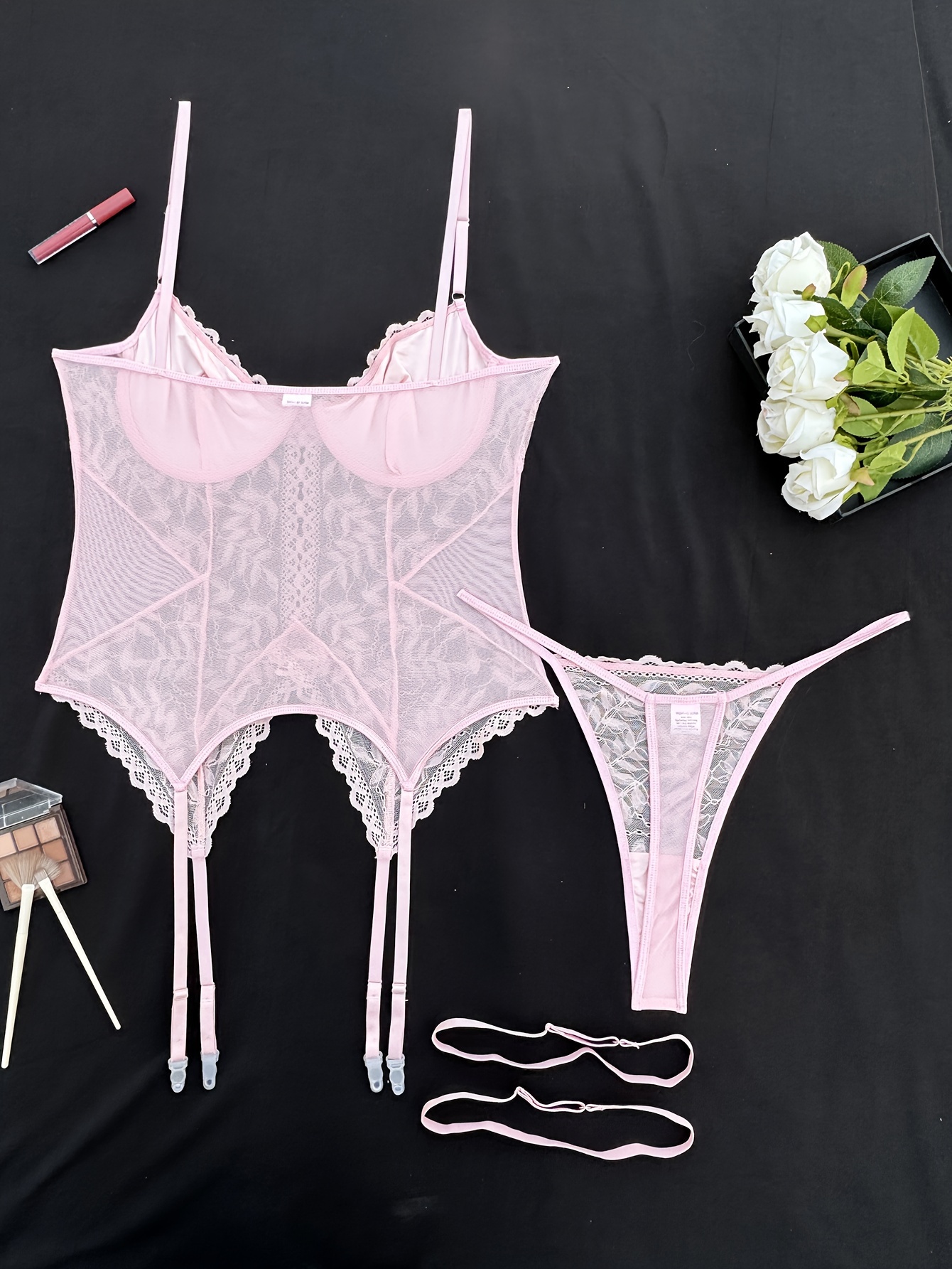 large size womens lingerie set lace garter belt 4pcs - Temu Mauritius