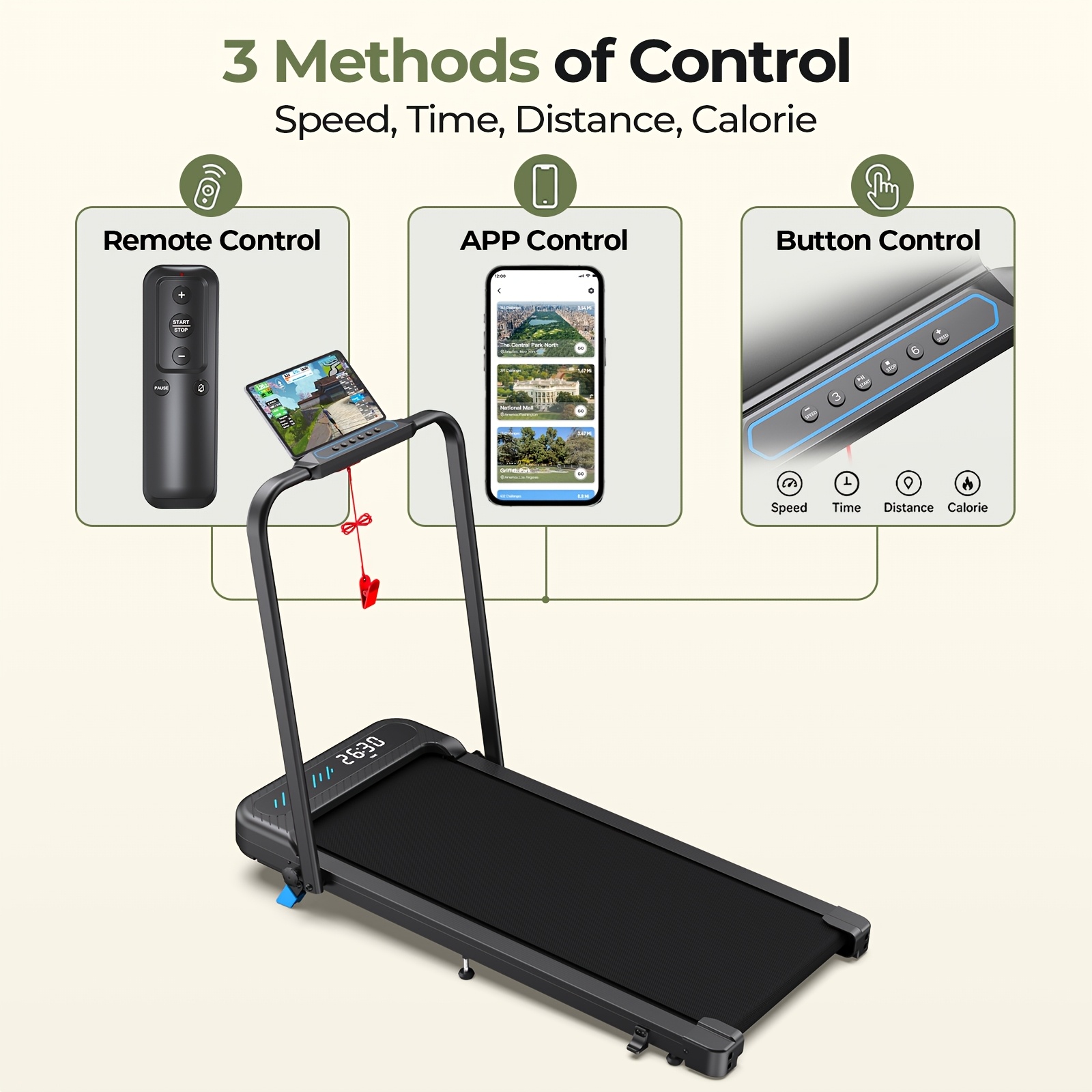 Foldable Treadmill with Incline, 2in1 Compact Walking Pad