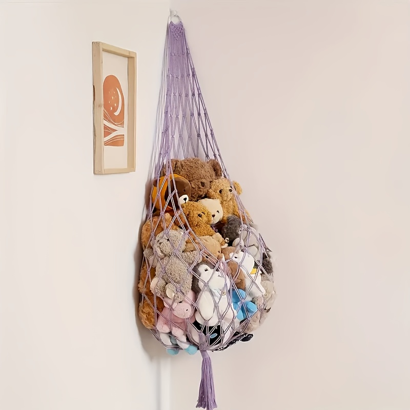 a   net for storing stuffed animals easy to set up featuring a   made of white ideal for keeping for plush toys organized Product details 2