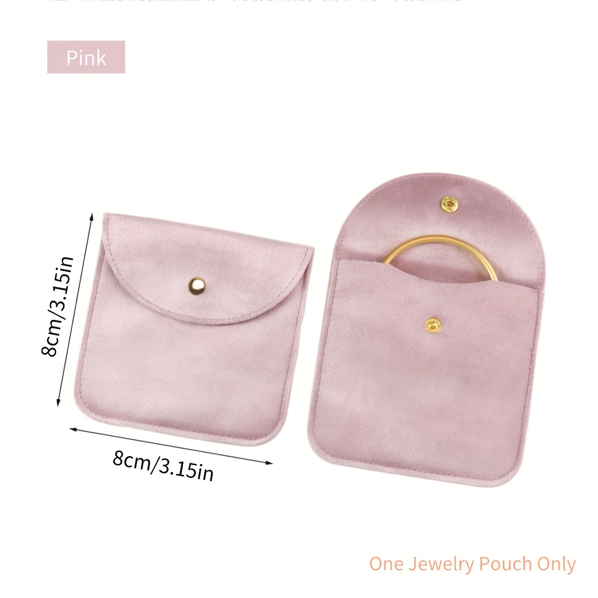 Image of Velvet Rounded Corner Jewelry Storage Bag (with Metal Snap) Portable Travel Accessory Organizer For Rings, Bracelets, And Necklaces