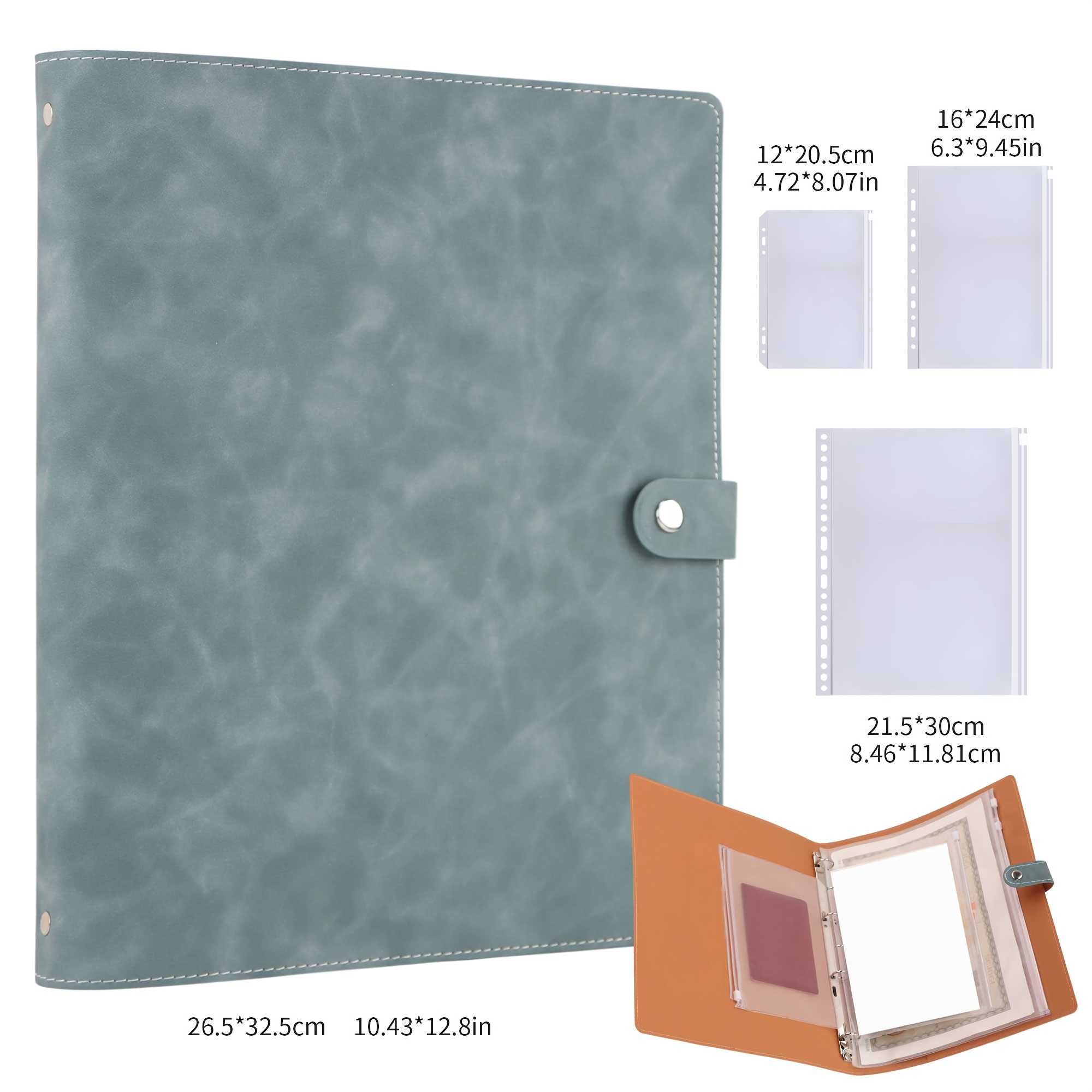 Image of 1pc A4 Soft Leather Binder | Includes 2 A5/a4/b5 Storage Bags, Waterproof And Moisture-proof Protective Cover For And Documents, In , Sky, Purple, Sewing Storage
