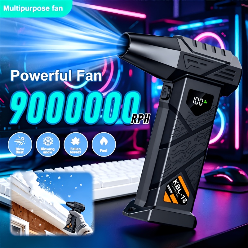 TEMU 3-in-1 Portable Turbo Fan, Handheld Compressed Air Duster, With A 9000000 Rpm Brushless Motor, Built-in 6000mah High-capacity Lithium Battery. A