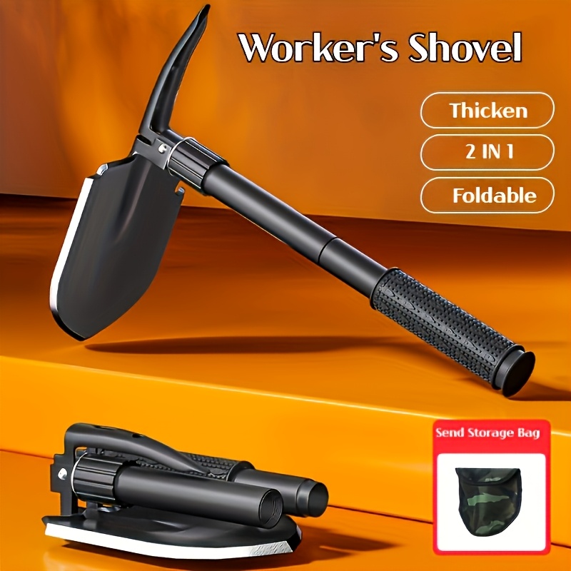 multifunctional folding survival shovel high carbon steel   shovel with carry pouch portable camping shovel for outdoor hiking camping car emergency