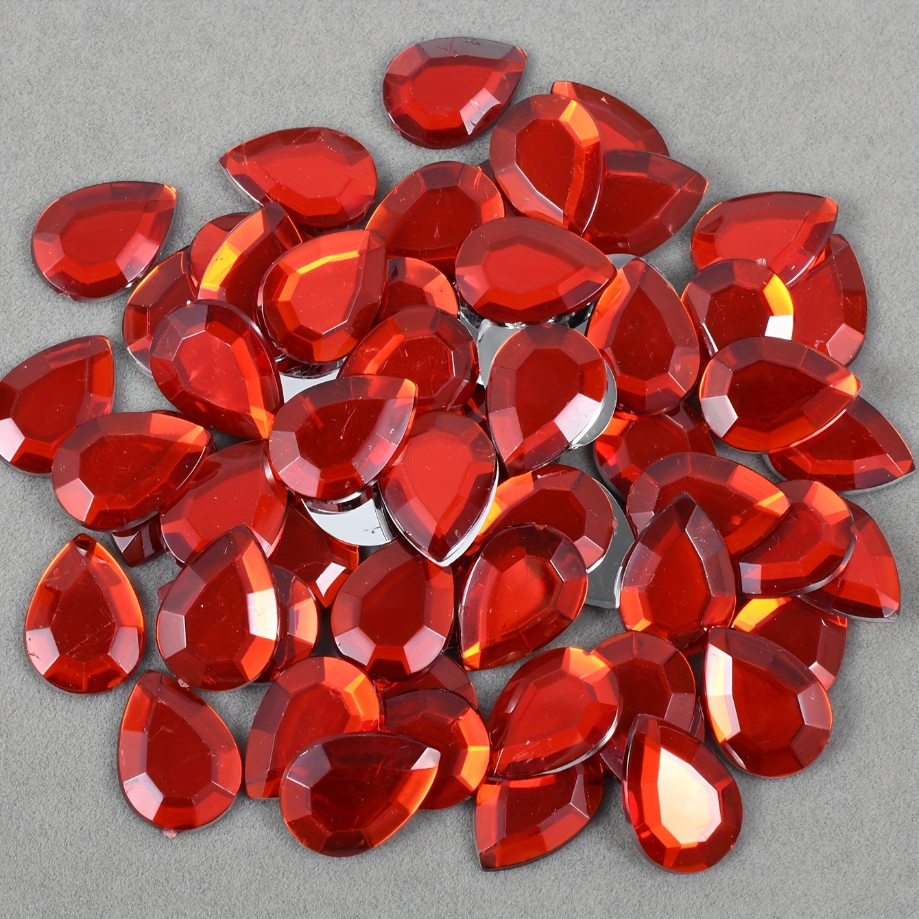 TEMU 100pcs/pack, 13*18mm Flat-cut Water Drop Rhinestones, Large Size Plastic Rhinestones, Flat Bottom Resin Rhinestones, Rhinestones For Decoration