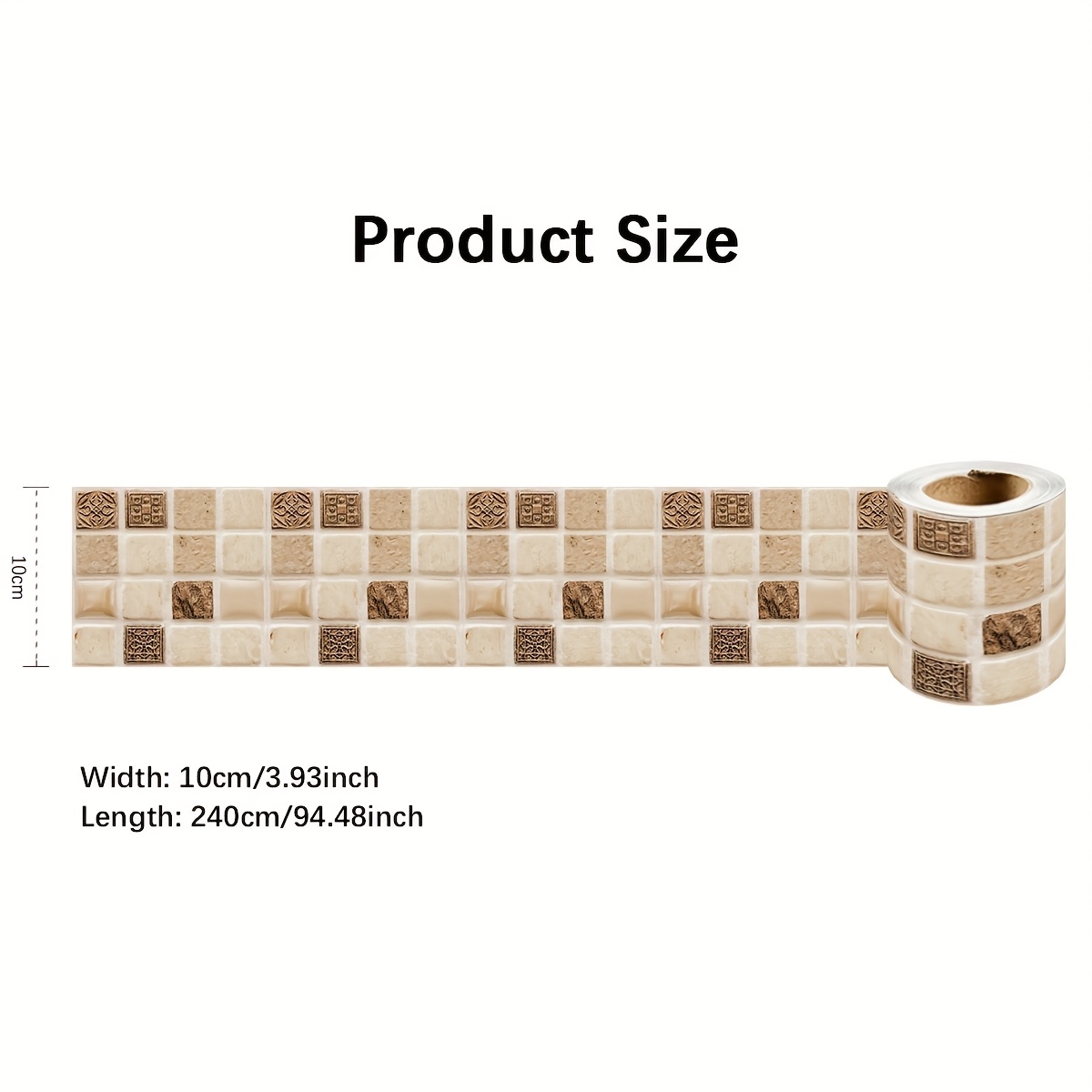 Image of 1pc Mosaic Style Decorative Seam Covering Sticker Suitable For Kitchen Bathroom Bedroom Corner Wall Decal 3d Wallpaper 3.9*94.5 Inches