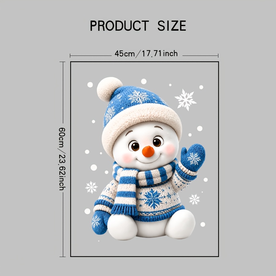 TEMU 1 45cm X 60cm Christmas Static Cling Window Decal, Large Christmas Snowman Glass Sticker, Suitable For Home Windows, Bedrooms, Schools,