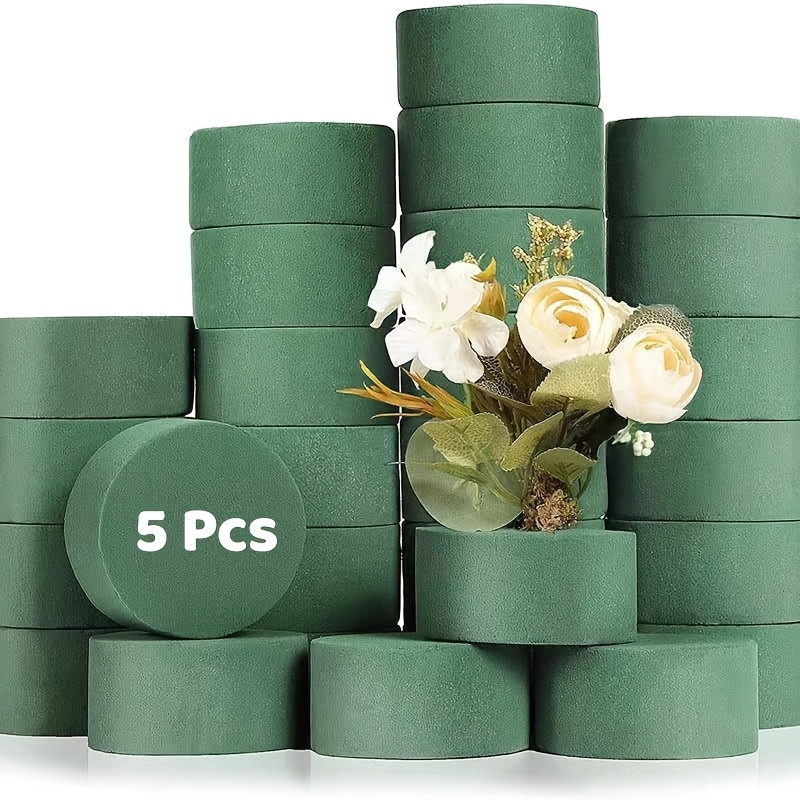 

5-pack Floral Foam Blocks - 8x4cm Round Cylinder Polyresin For Fresh And Artificial Flowers, Ideal For Wedding Decor, Diy Crafts, And Party Arrangements