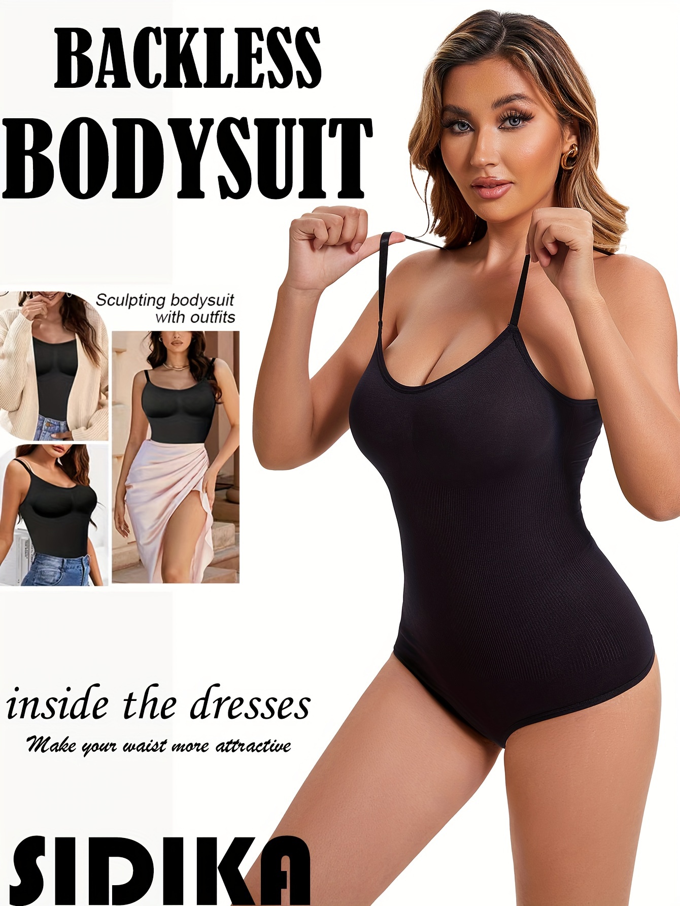 Contrast Mesh Shaping Bodysuit, Tummy Control Butt Lifting Backless Body  Shaper, Women's Underwear & Shapewear
