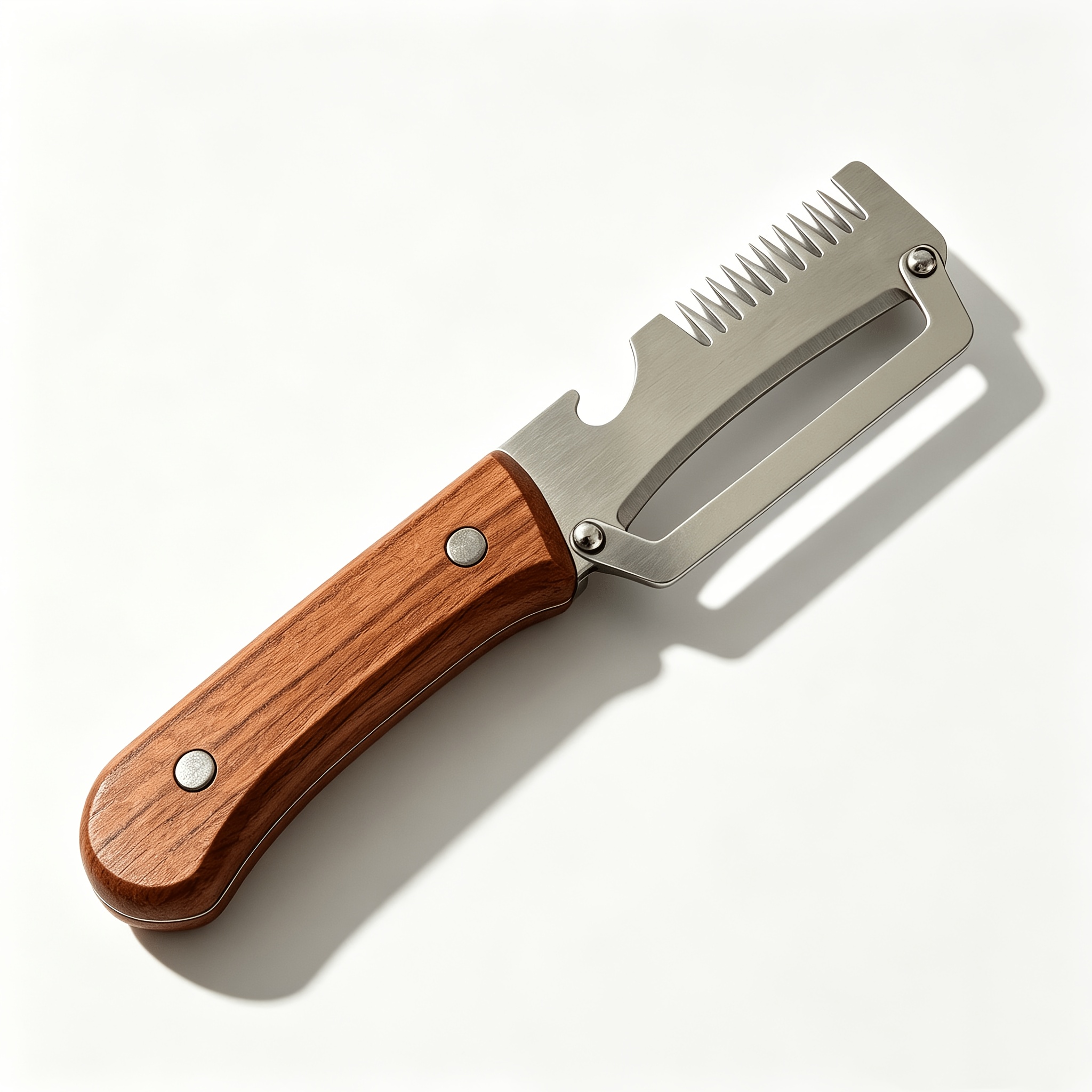 E-shop Drei-in-einem Multifunktionsschäler Frühlingszwiebelschneider mit Holzgriff gerader . Geeignet für Zuckerrohr, Obst Gemüse. Langlebiges