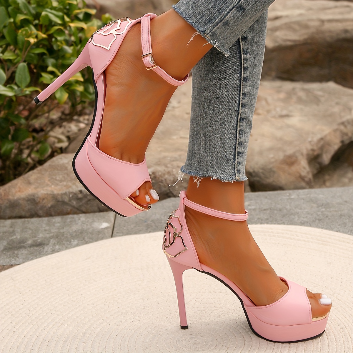 High Heels Baby Pink Womens Shoes Sweets Baby Pink Satin Fluffy