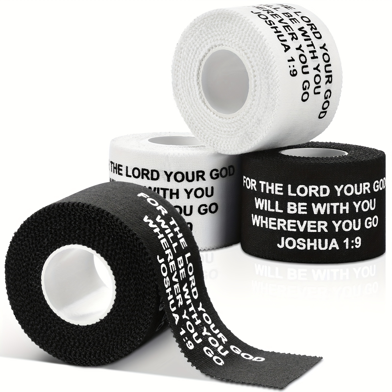 4pcs Christian Wrist Tape with Bible Verse - Athletic Support Tape 1.5in x 25ft, Inspirational Scripture for Baseball, Gymnastics, Football - Men &amp; Women Faith-Based Sports Injury Recovery, Gymnastics Accessories, Faithinspired Design, Flexible Wrap, Baseball Players