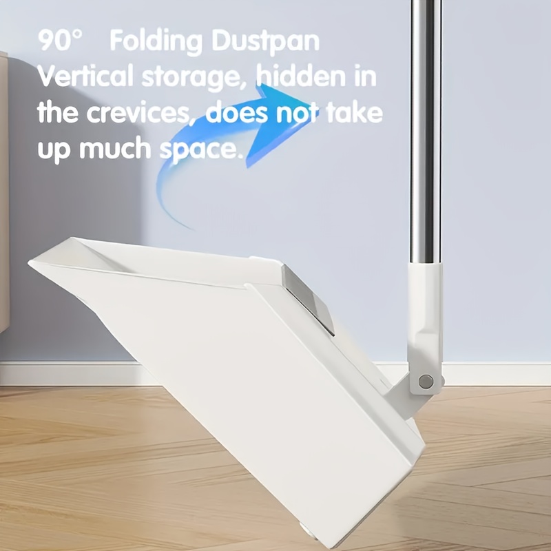 2pcs set 3-in-1 rotatable & foldable magnetic suction broom and dustpan with ergonomic handle, large heavy-duty head &   soft bristles - heavy-duty plastic construction for pet hair, carpets, hard floors - space-saving sweeping system (blue/orange/white) - ideal for home, office, commercial use - ideal for hardwood, tile, carpet floors -   & maintenance, foldable broom, long handle broom Product details 0