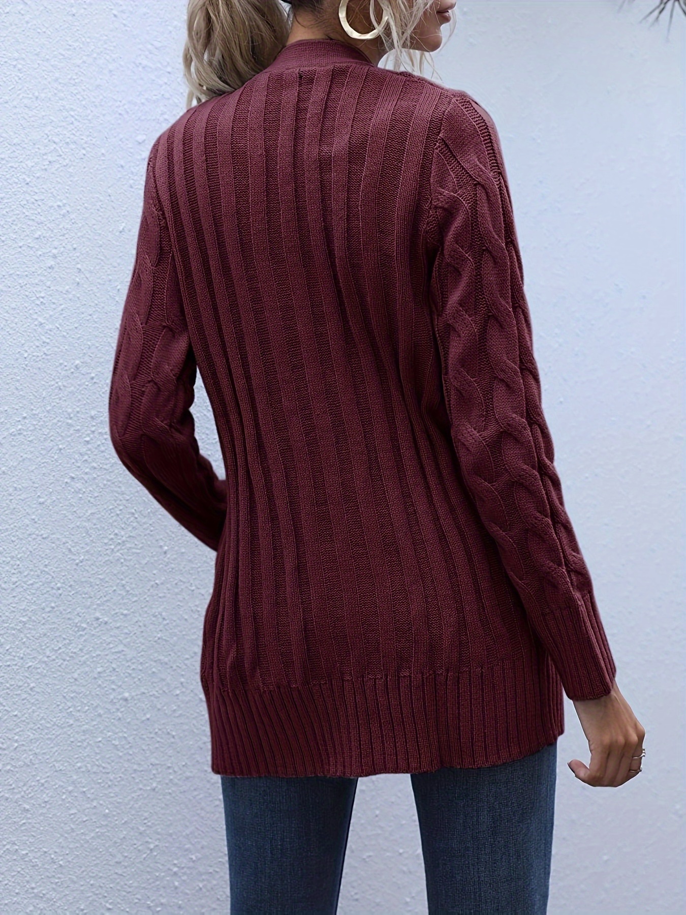Stricken Cardigan V Ausschnitt Damen Langärmeliges Strick Cardigan