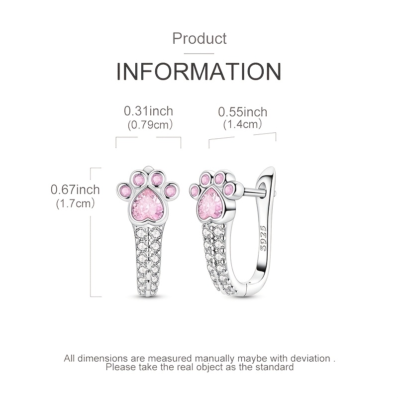 Women's S925 Sterling Silver Cute Paw Earrings