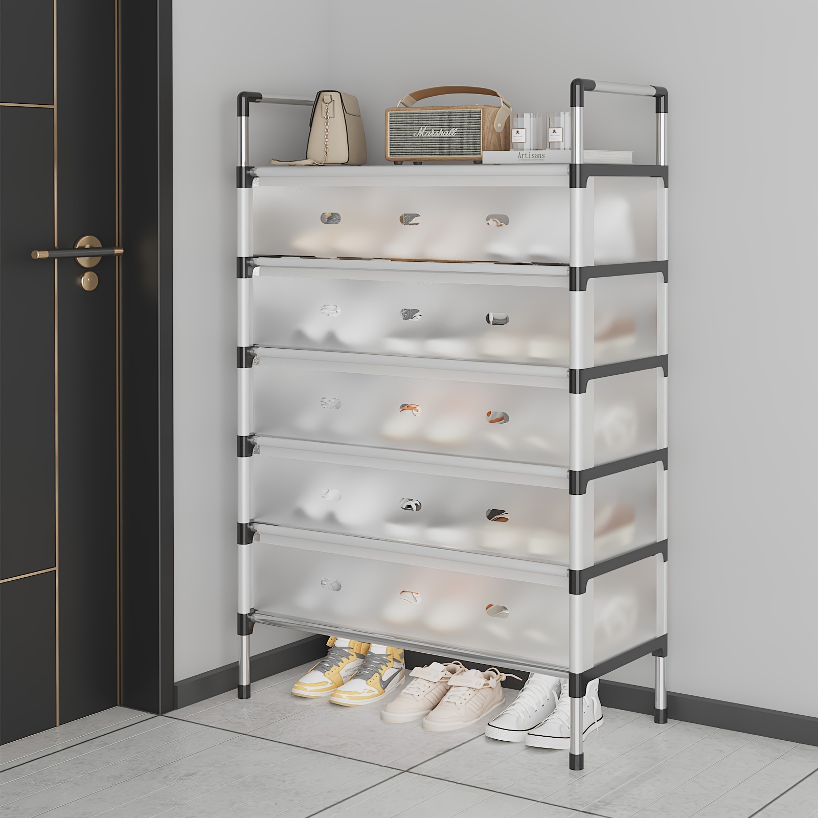 compact dustproof shoe rack a lightweight metal storage cabinet     and an   for offices or reading areas Product details 7