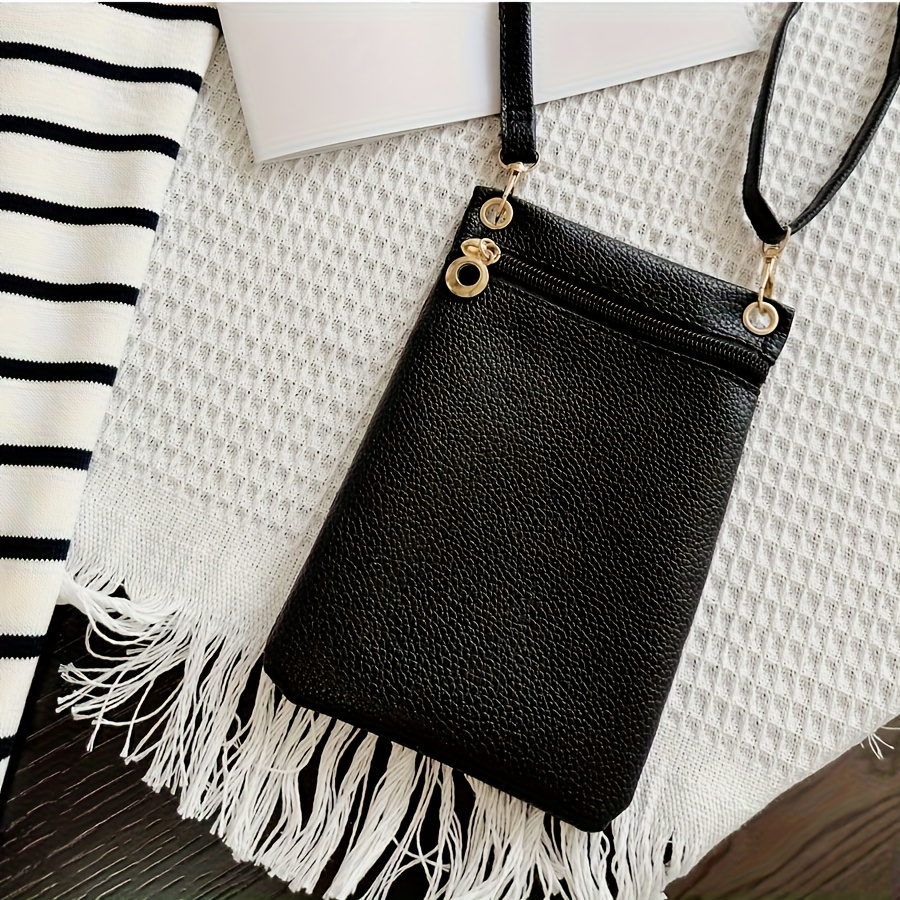 Solid Color Portable Cell Phone Bag Simple Versatile Women Outdoor Mini Messenger Handbag_voghion.com