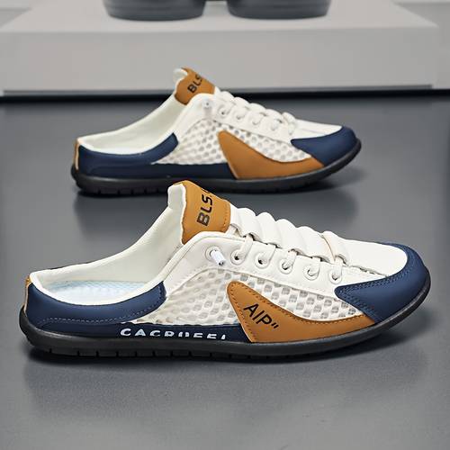 mens slip on breathable non slip casual shoes color block round toe design durable pu upper pvc sole for outdoor walking camping beach for men women
