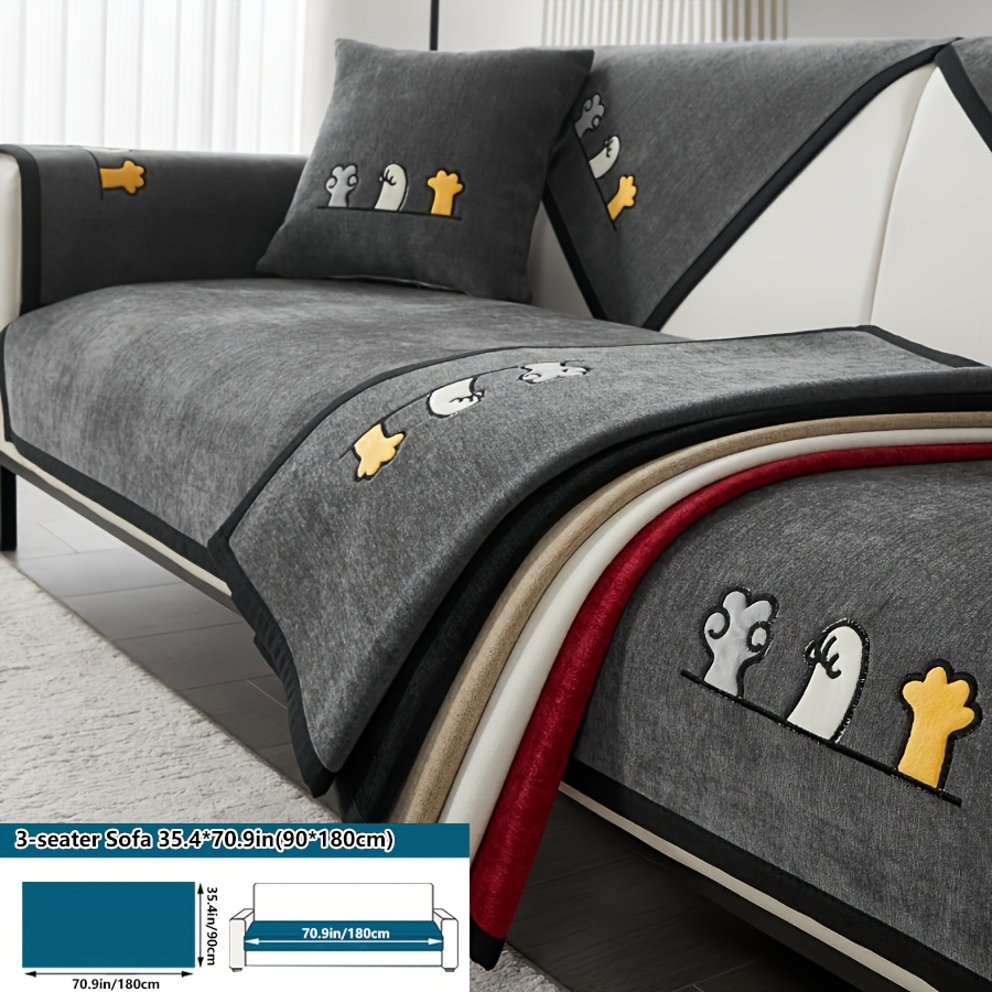 TEMU de cojín para sofá con estampado de de pata de gato, 1 pieza, universal para todas , protector de sofá antideslizante de lujo a prueba de