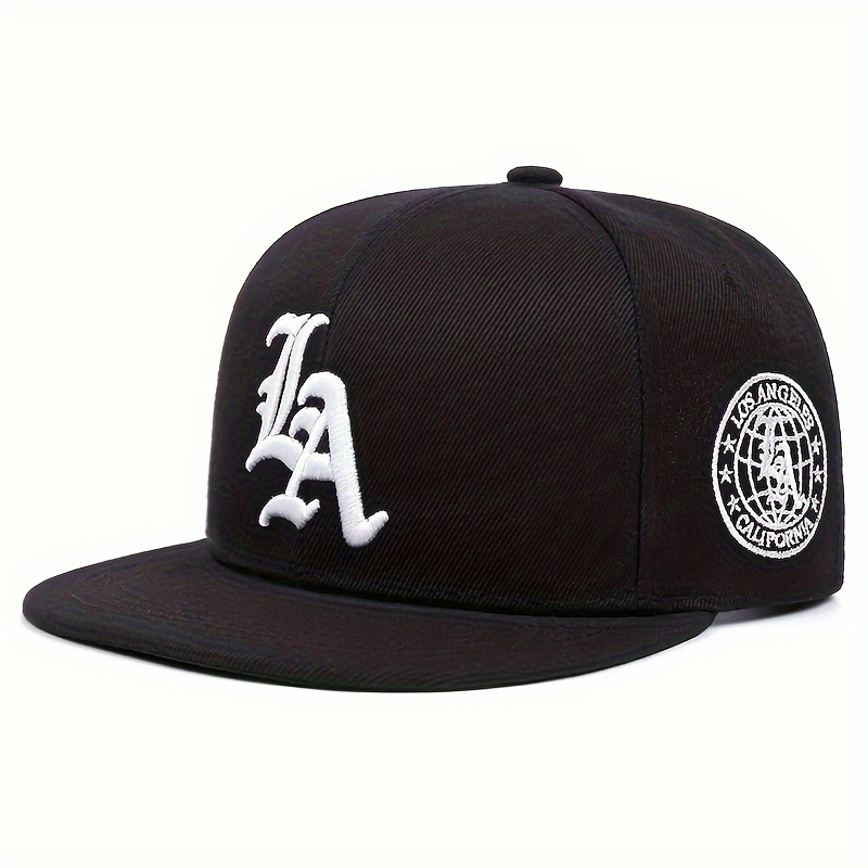 

La Embroidered Men's Baseball Cap - Fashionable Hip-hop Style, Flat Brim, Lightweight Acrylic