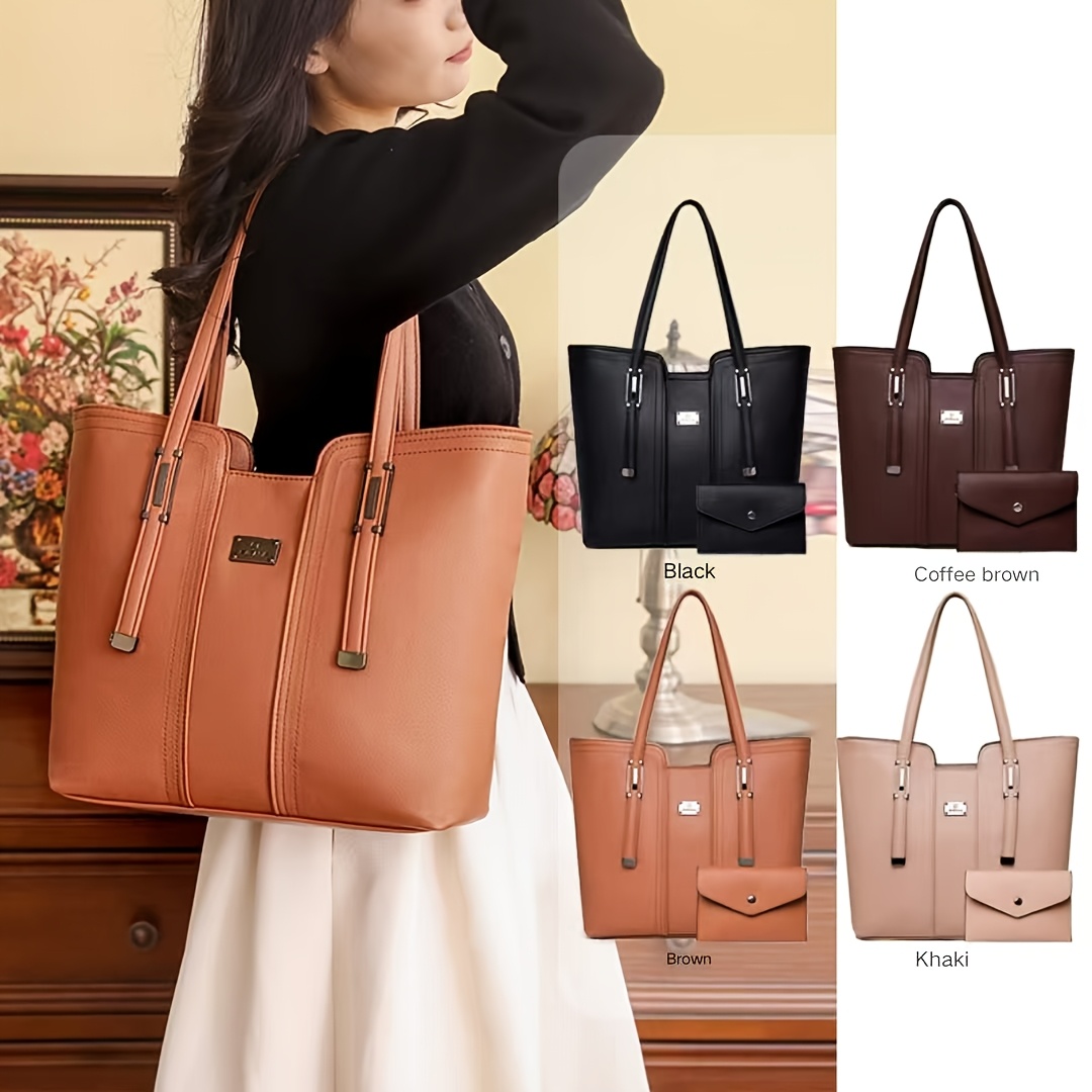 

Women's Commuting Shoulder Handbag Fashion Tote Bag Versatile Popular Storage Large Capacity With Coin Purse Two-piece Set