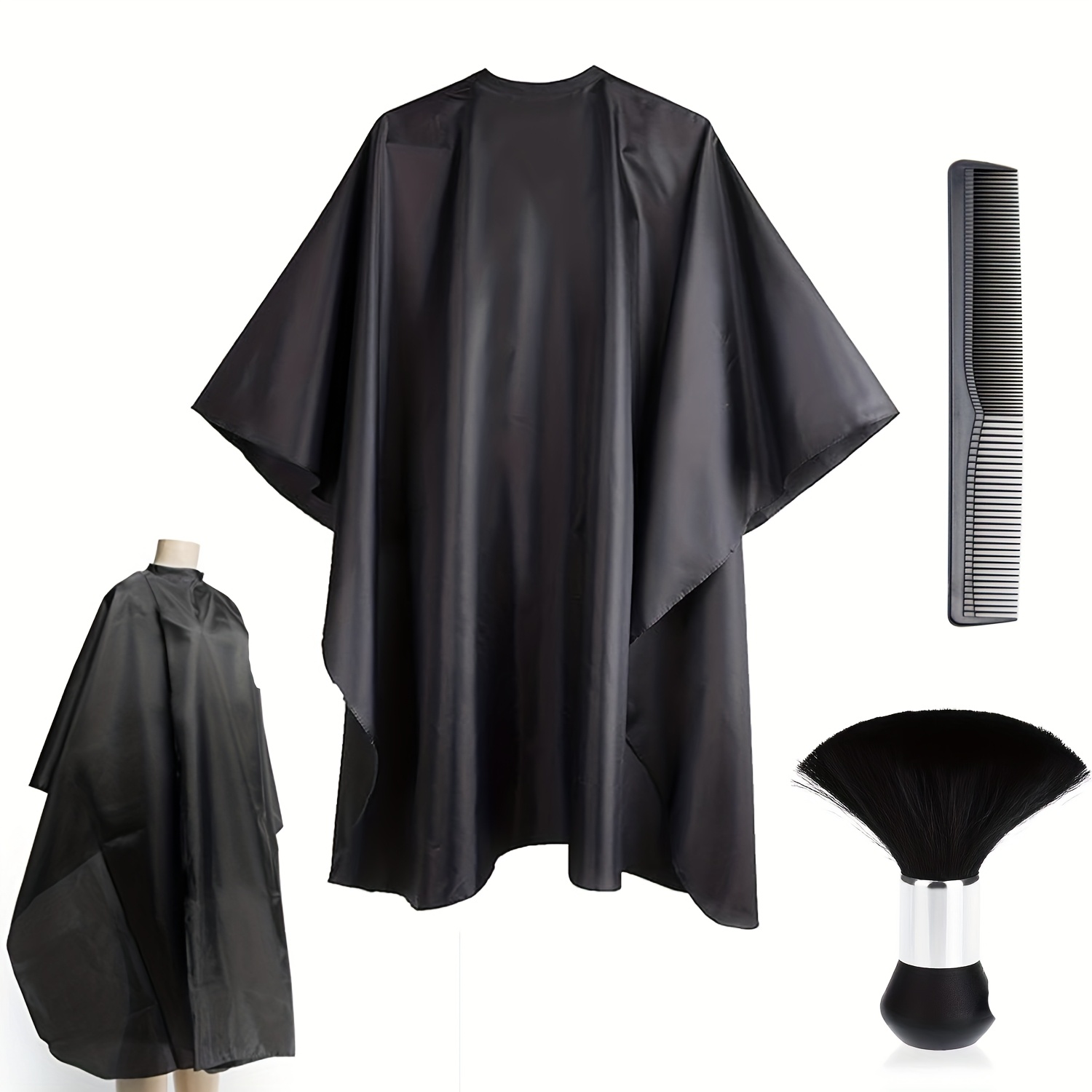 TEMU Professional Black Hairdressing Cape Set, Durable Barber Cloak, Perfect For Stylists And , Easy To Store, Suitable For All Hair Types Essential Hairdressing Accessory, Stylish Barber Equipment