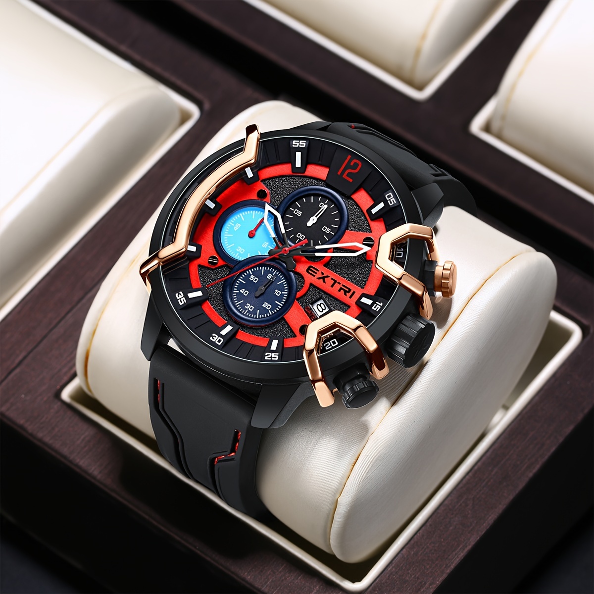 

Fashion Men Watches Luxury Silicone Strap Sport Quartz Chronograph Casual Watch Mens Gift