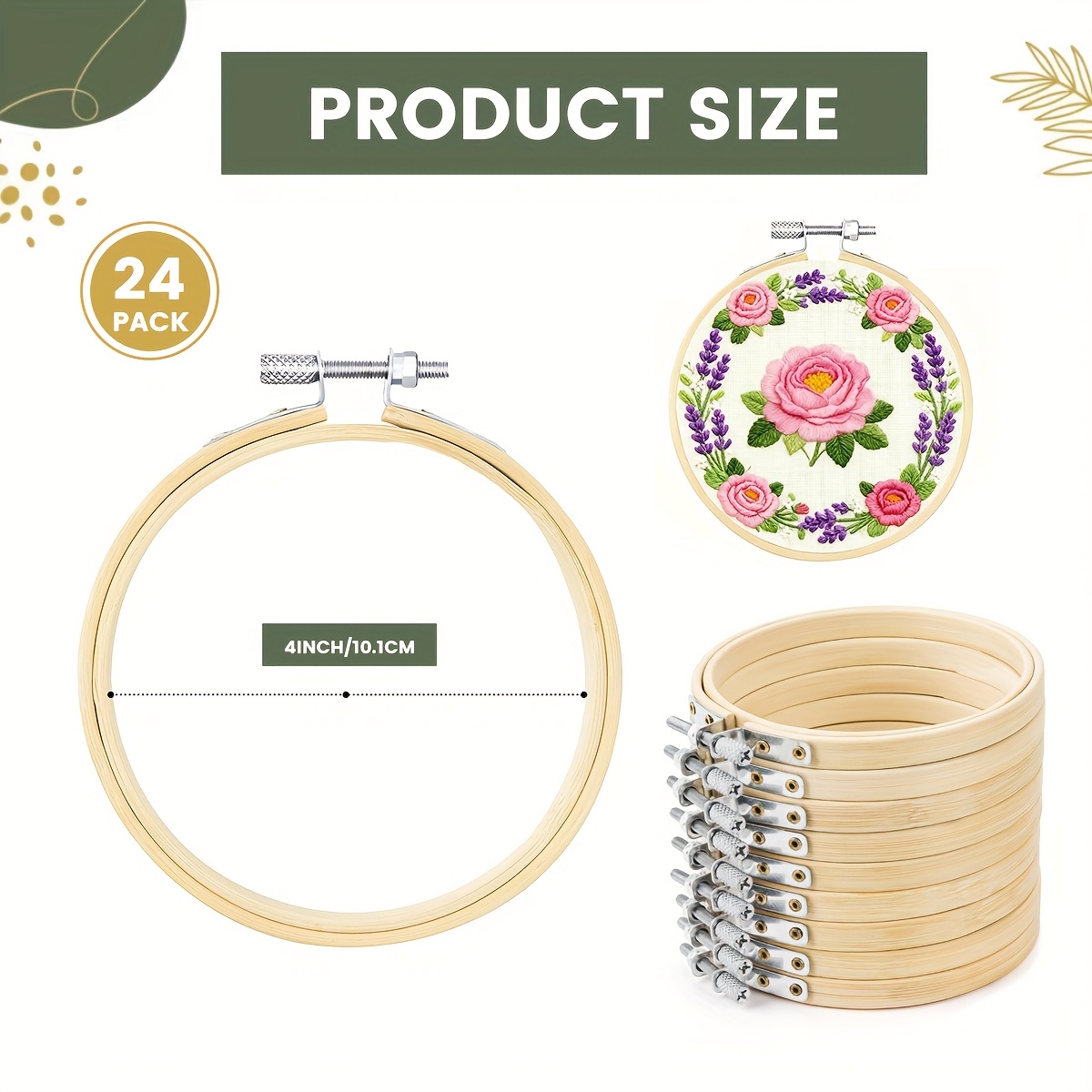 TEMU Set Of 24 Circular Embroidery Hoops, Each 4 Inches In Diameter, Perfect For Cross-stitching, Crafting, Sewing, And Holiday Decorations