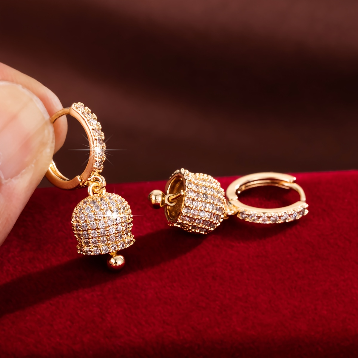 Women's Cute Bell-Shaped Zirconia Earrings